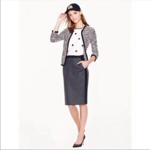 J. Crew Pencil Skirt Gray Navy Wool Stripe 8